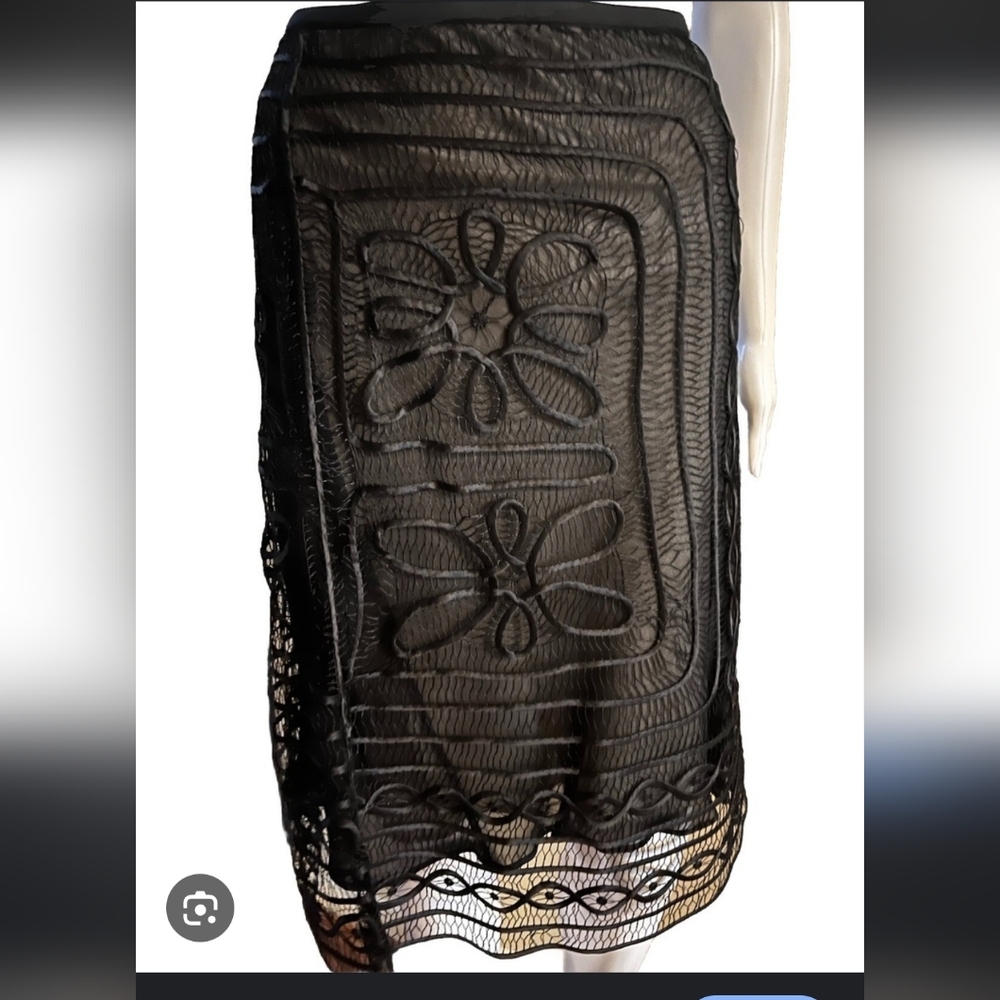 Maxstudio Special Esition Elegant Dark Brown Lace Skirt 100% Silk With Top